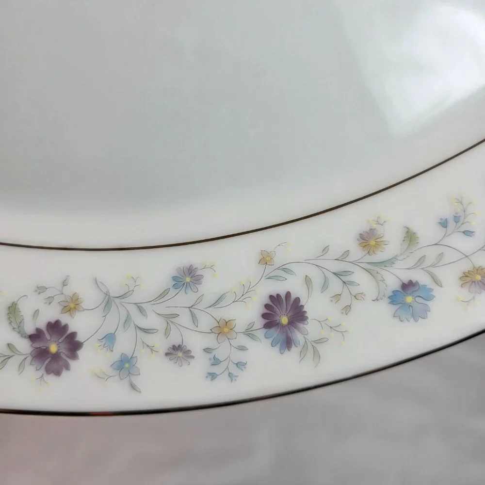 Noritake Longwood #2485 12 Inch Serving Platter Purple, Blue & Yellow Flowers